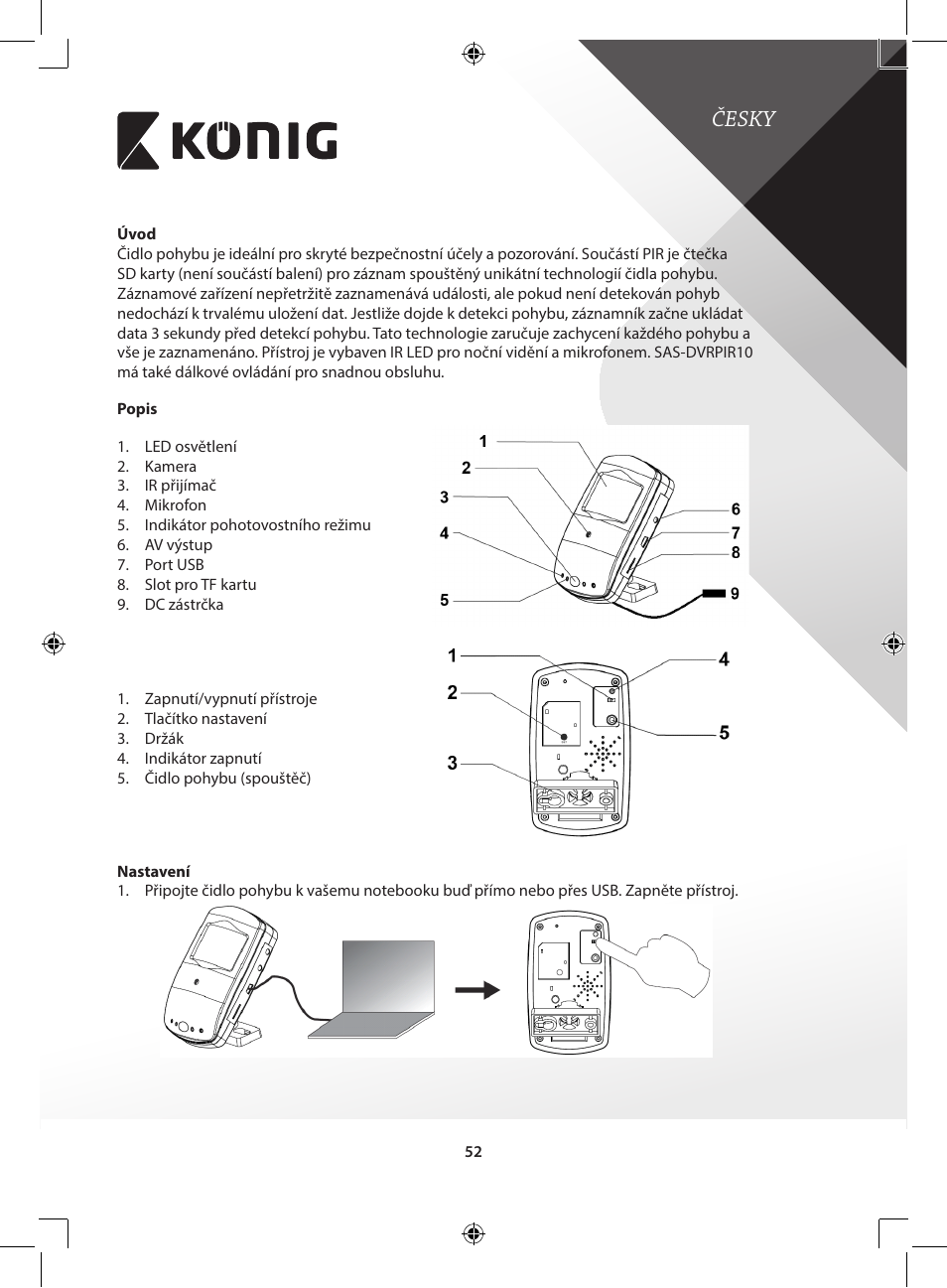 Česky | Konig Electronic Camera and recorder in housing User Manual | Page 52 / 126