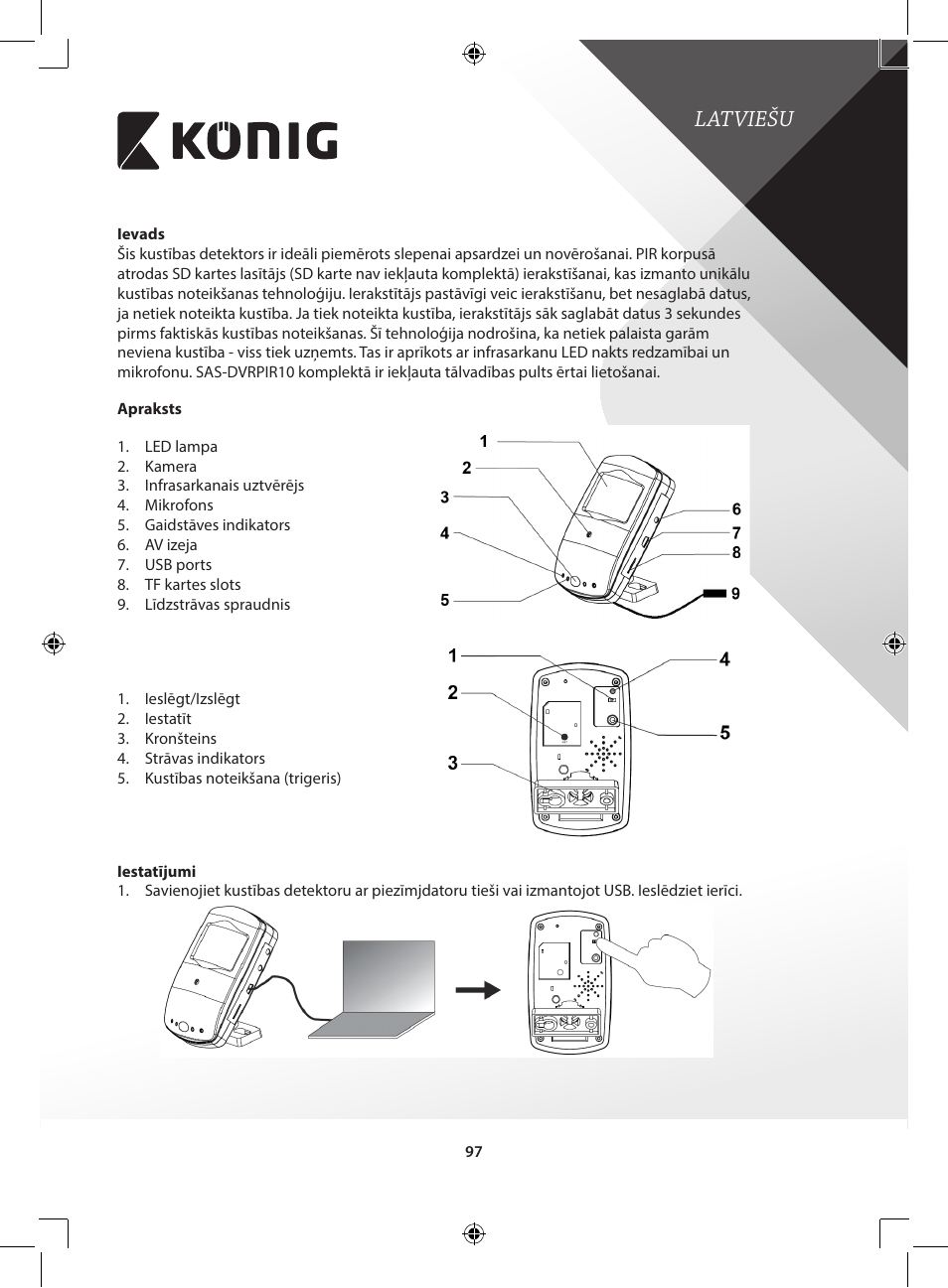Latviešu | Konig Electronic Camera and recorder in housing User Manual | Page 97 / 126