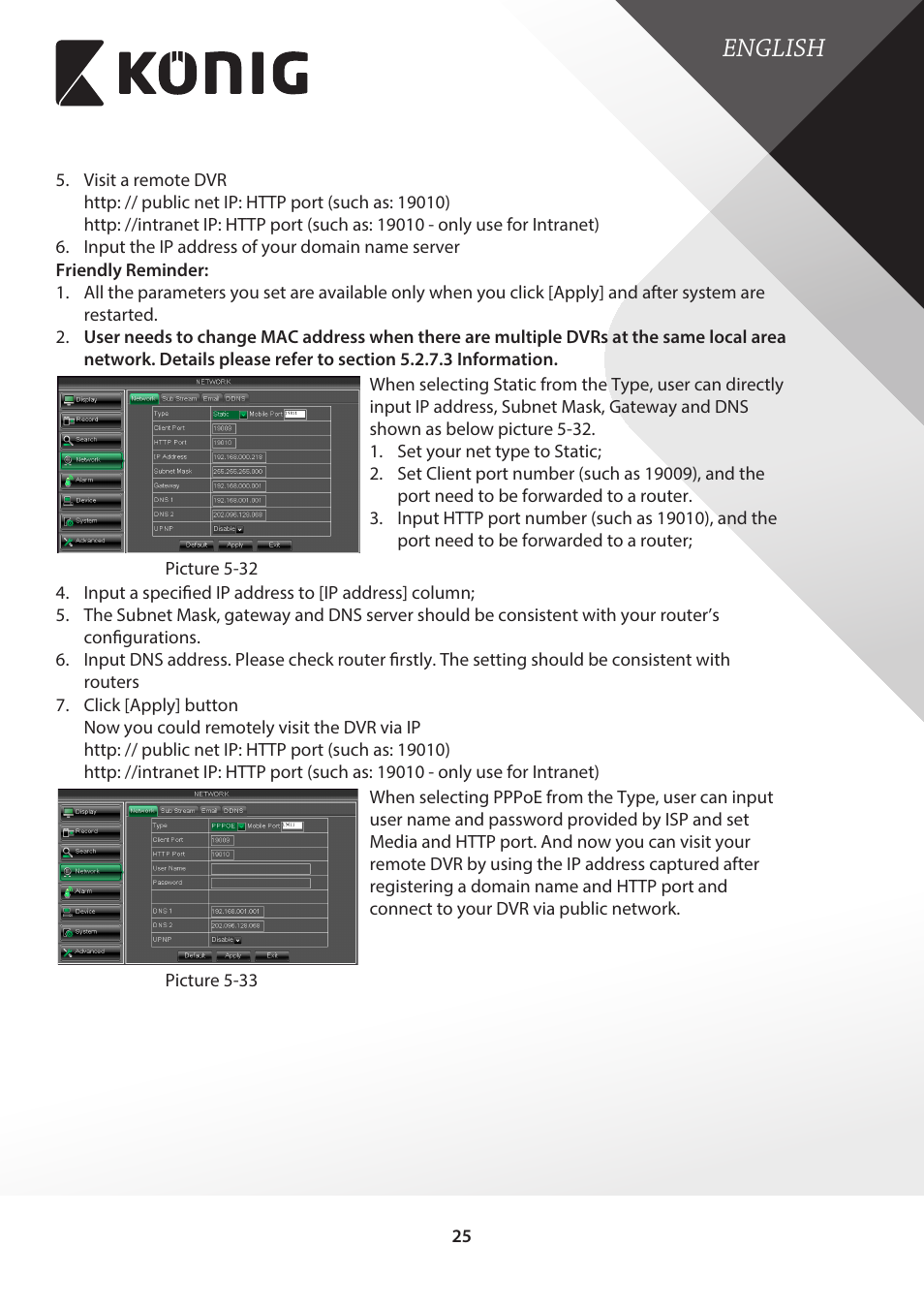 English | Konig Electronic Digital video recorder with built-in 1 TB hard disk User Manual | Page 25 / 58