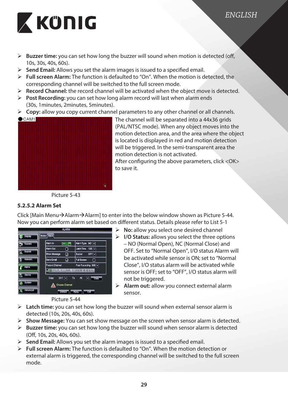 2 alarm set, English | Konig Electronic Digital video recorder with built-in 1 TB hard disk User Manual | Page 29 / 58