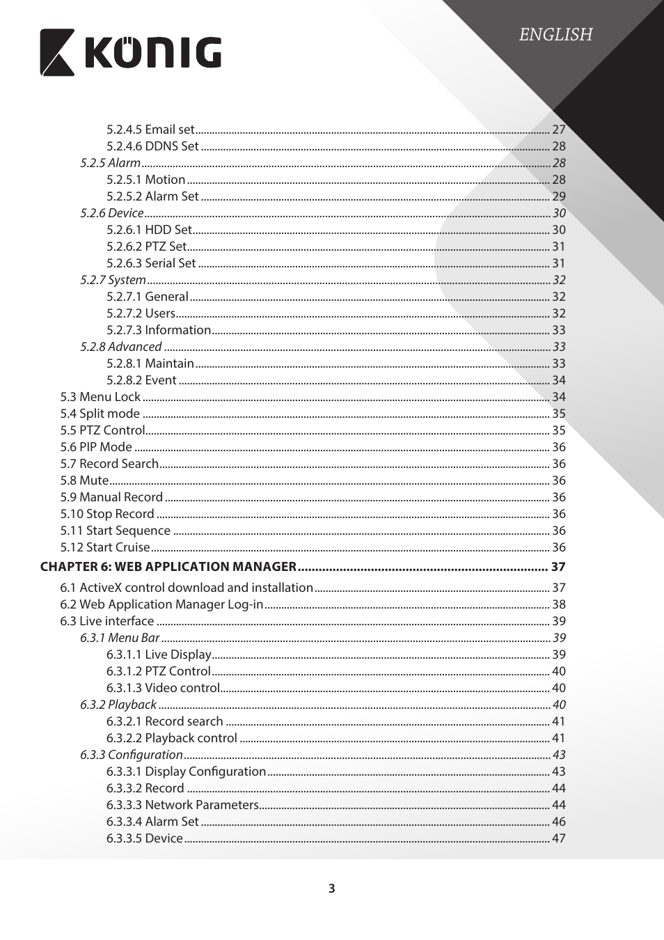 English | Konig Electronic Digital video recorder with built-in 1 TB hard disk User Manual | Page 3 / 58