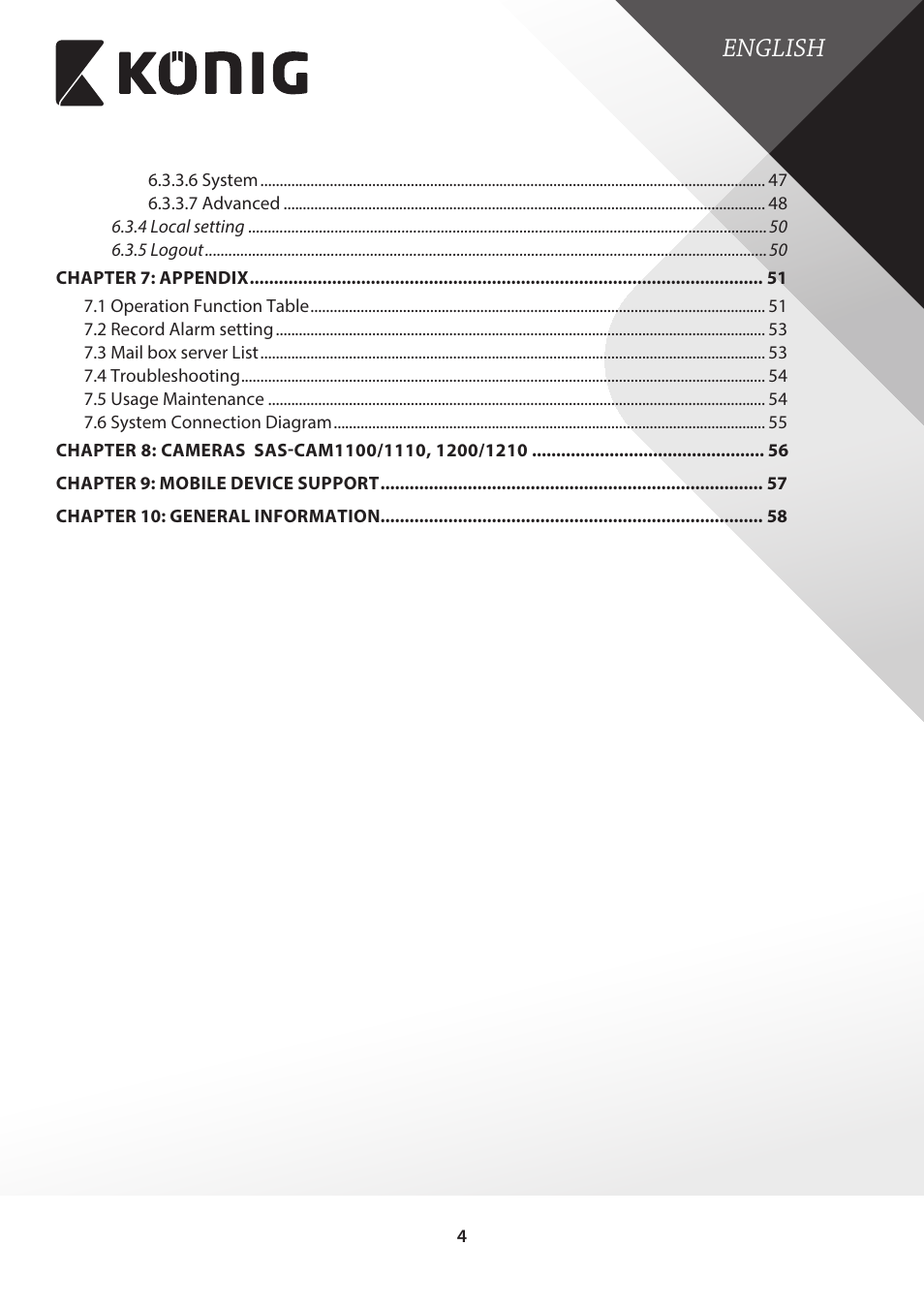 English | Konig Electronic Digital video recorder with built-in 1 TB hard disk User Manual | Page 4 / 58