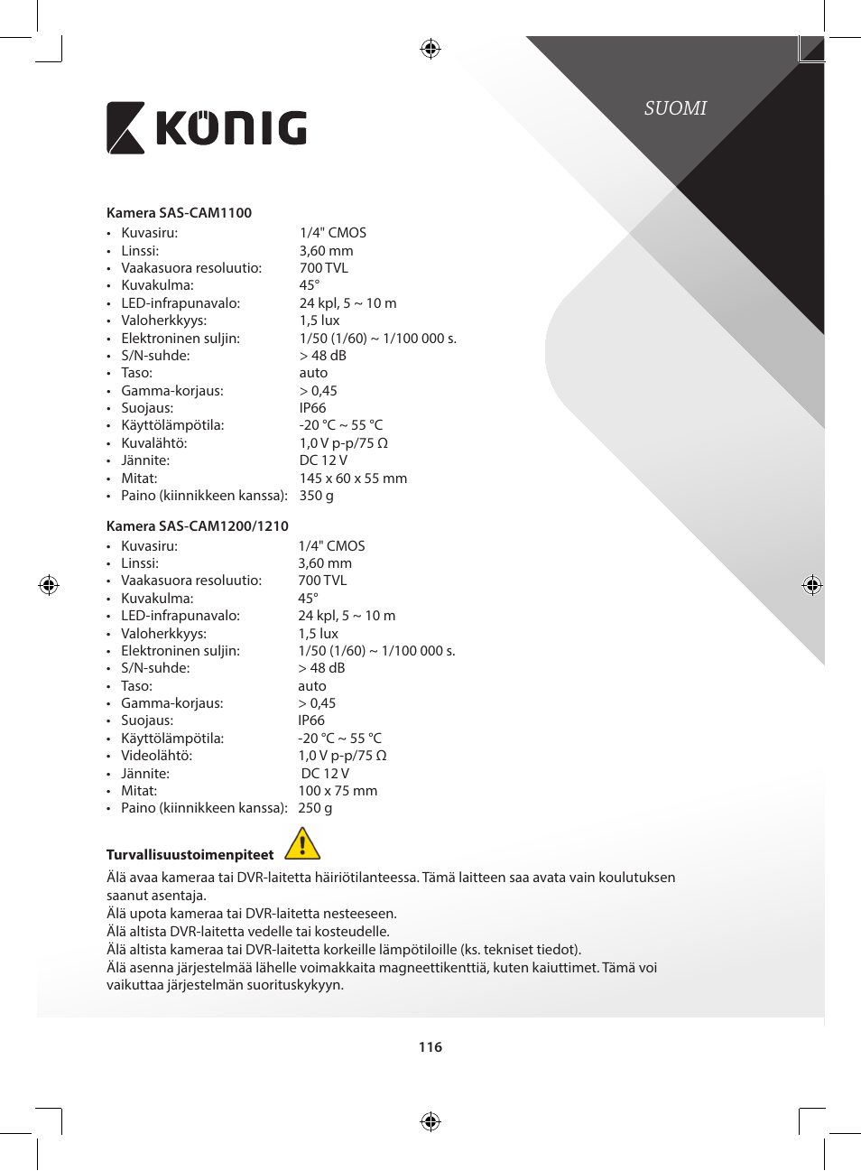 Suomi | Konig Electronic Digital video recorder with built-in 1 TB hard disk User Manual | Page 116 / 351