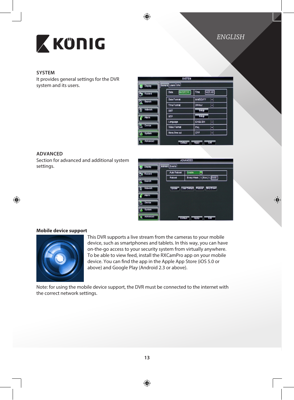 English | Konig Electronic Digital video recorder with built-in 1 TB hard disk User Manual | Page 13 / 351