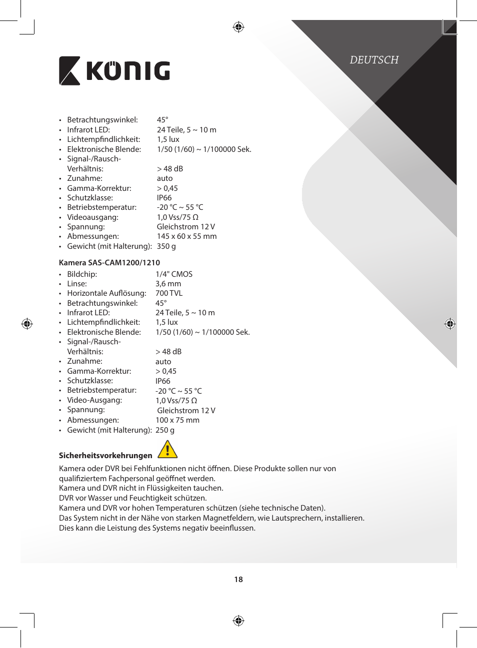 Deutsch | Konig Electronic Digital video recorder with built-in 1 TB hard disk User Manual | Page 18 / 351