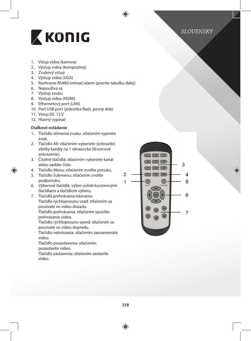 Slovensky | Konig Electronic Digital video recorder with built-in 1 TB hard disk User Manual | Page 258 / 351