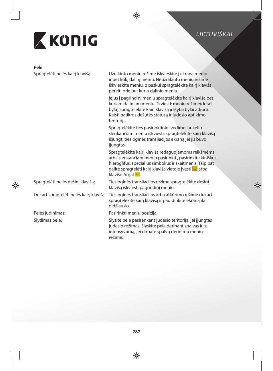 Lietuviškai | Konig Electronic Digital video recorder with built-in 1 TB hard disk User Manual | Page 287 / 351