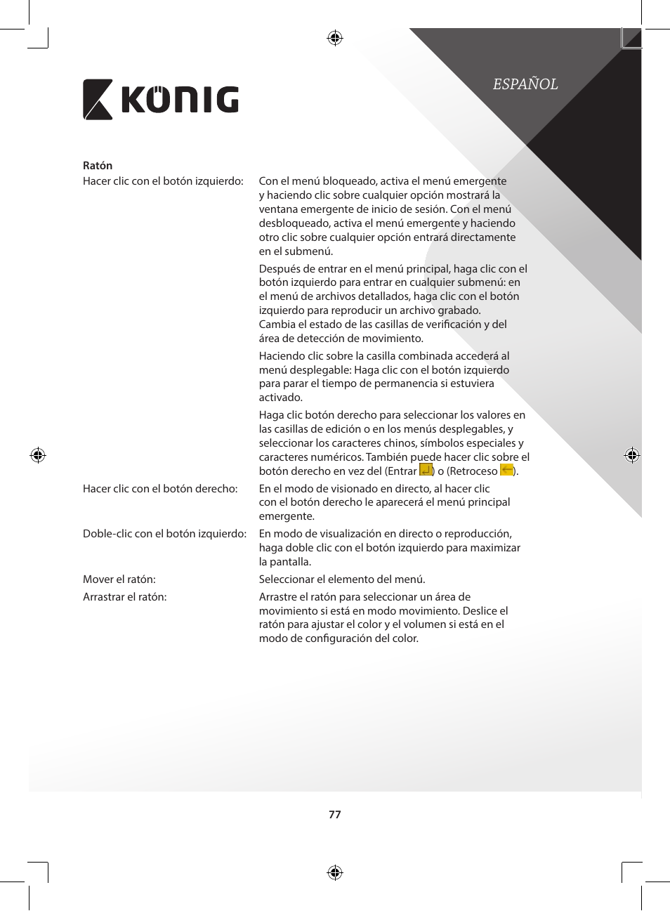 Español | Konig Electronic Digital video recorder with built-in 1 TB hard disk User Manual | Page 77 / 351