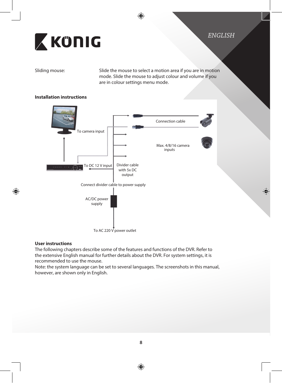 English | Konig Electronic Digital video recorder with built-in 1 TB hard disk User Manual | Page 8 / 351
