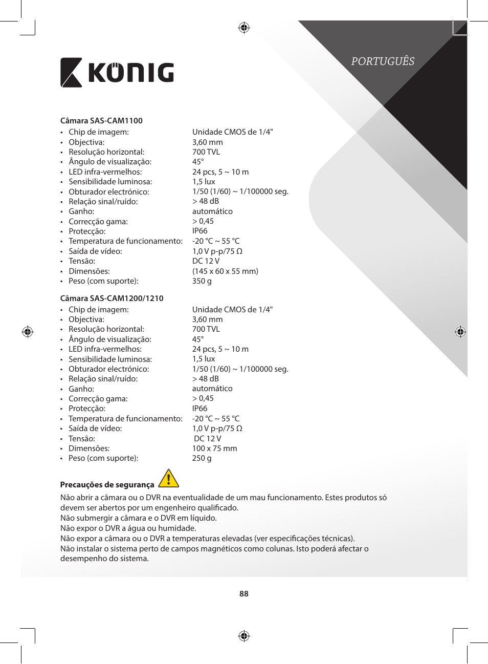 Português | Konig Electronic Digital video recorder with built-in 1 TB hard disk User Manual | Page 88 / 351