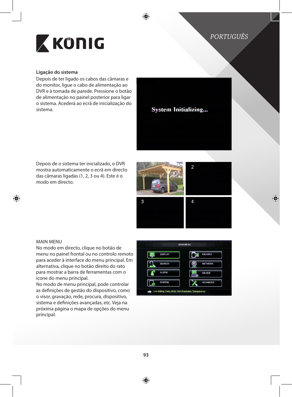 Português | Konig Electronic Digital video recorder with built-in 1 TB hard disk User Manual | Page 93 / 351