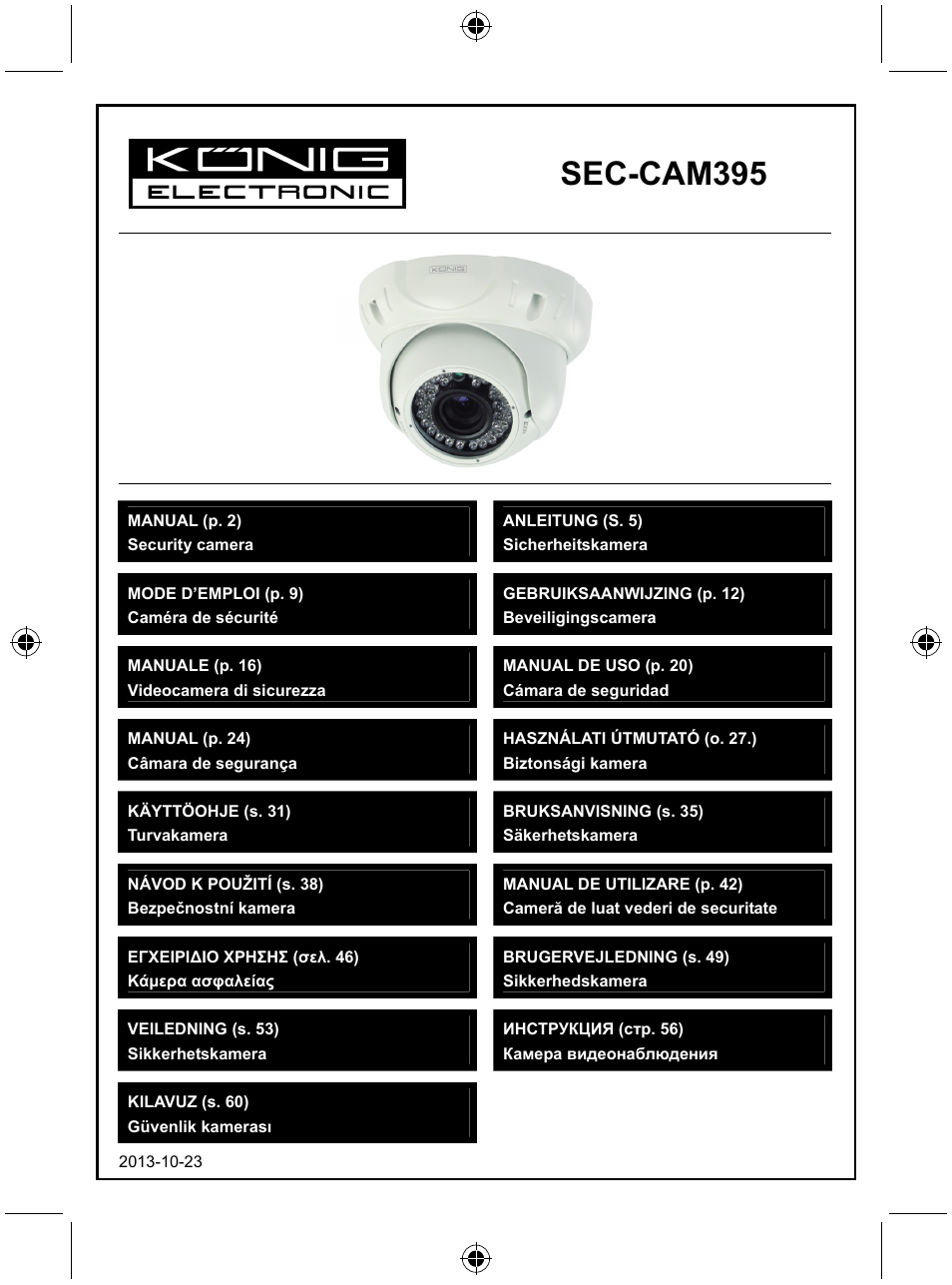 Konig Electronic Security camera with Sony Effio digital signal processor and varifocal lens User Manual | 64 pages