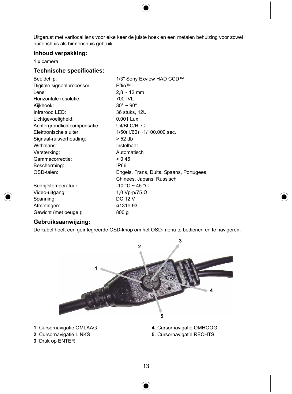Konig Electronic Security camera with Sony Effio digital signal processor and varifocal lens User Manual | Page 13 / 64