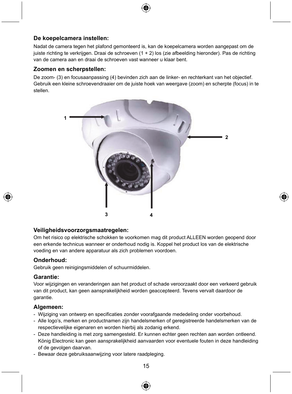 Konig Electronic Security camera with Sony Effio digital signal processor and varifocal lens User Manual | Page 15 / 64