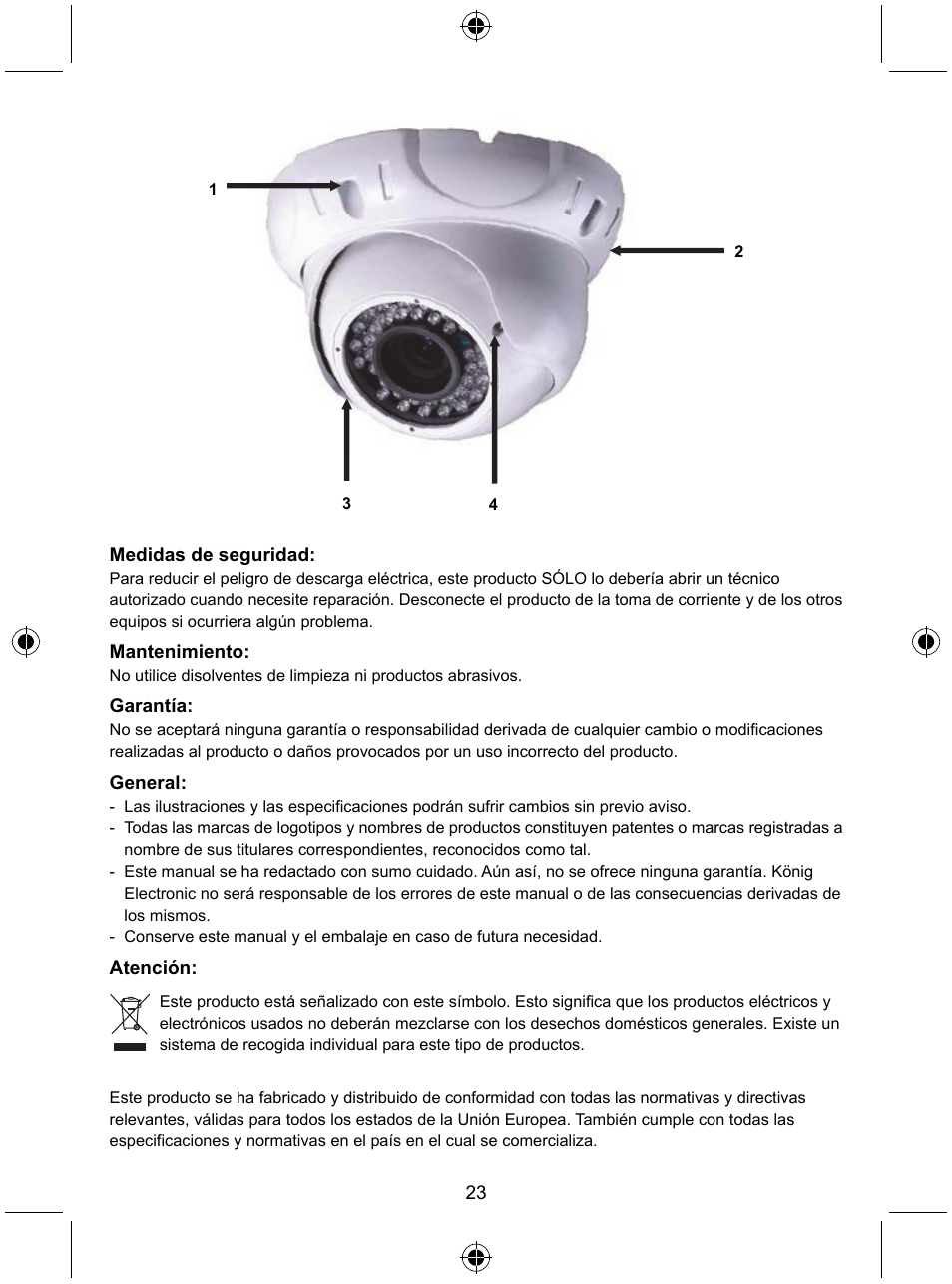 Konig Electronic Security camera with Sony Effio digital signal processor and varifocal lens User Manual | Page 23 / 64