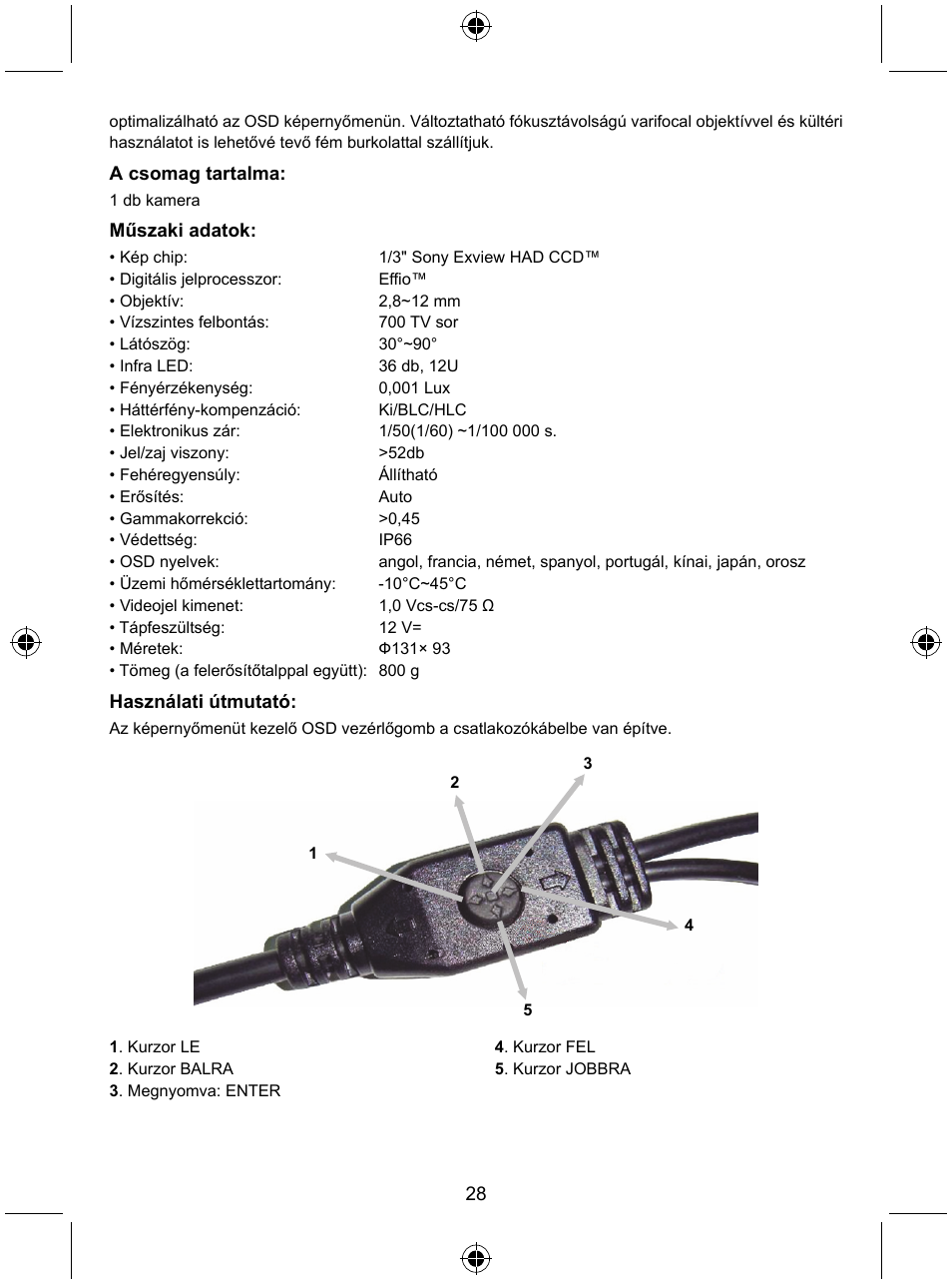 Konig Electronic Security camera with Sony Effio digital signal processor and varifocal lens User Manual | Page 28 / 64