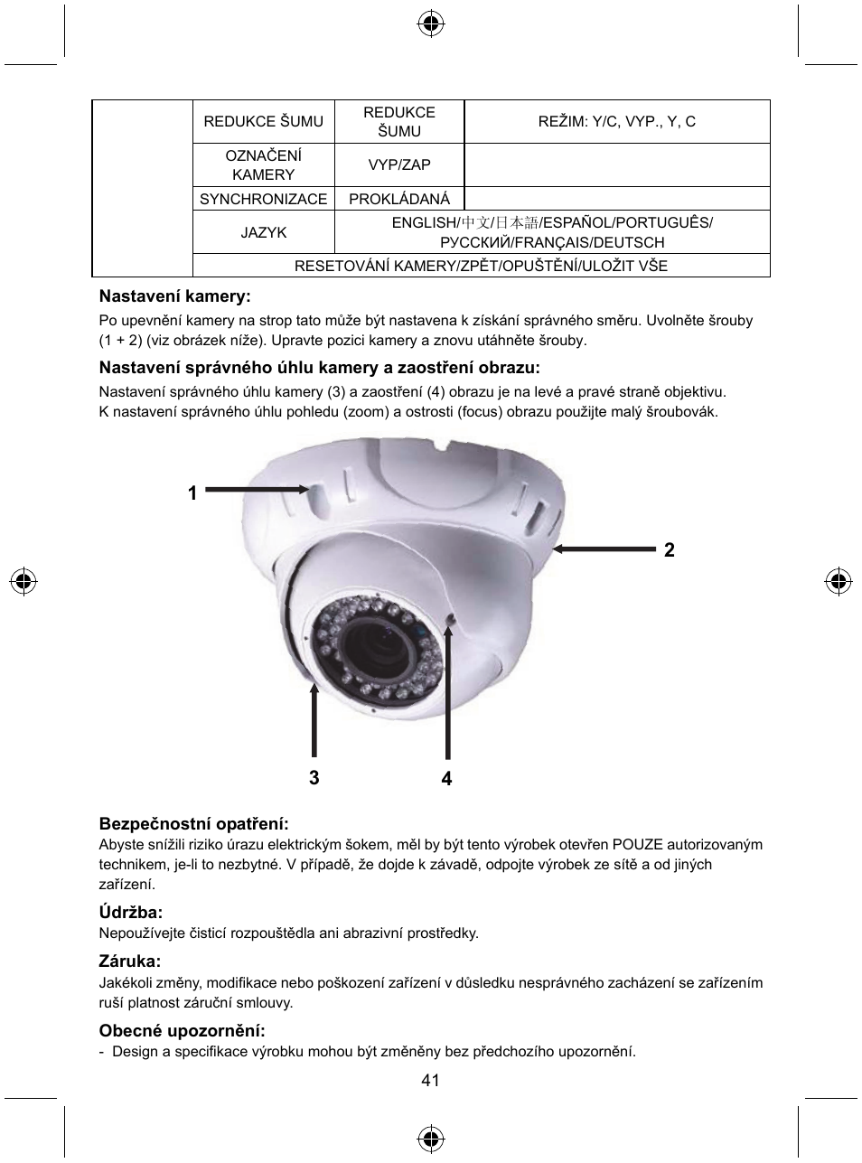 Konig Electronic Security camera with Sony Effio digital signal processor and varifocal lens User Manual | Page 41 / 64