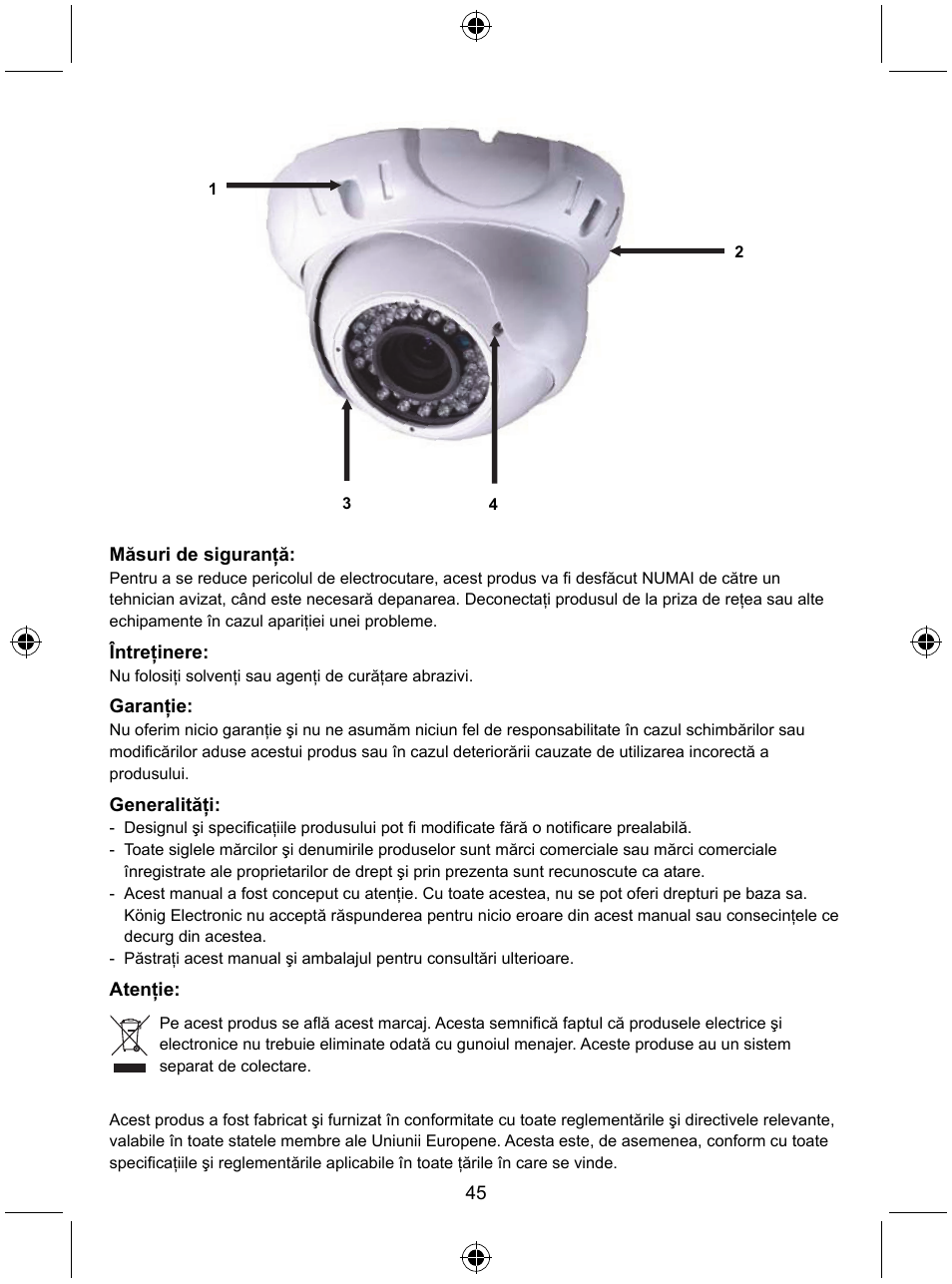 Konig Electronic Security camera with Sony Effio digital signal processor and varifocal lens User Manual | Page 45 / 64