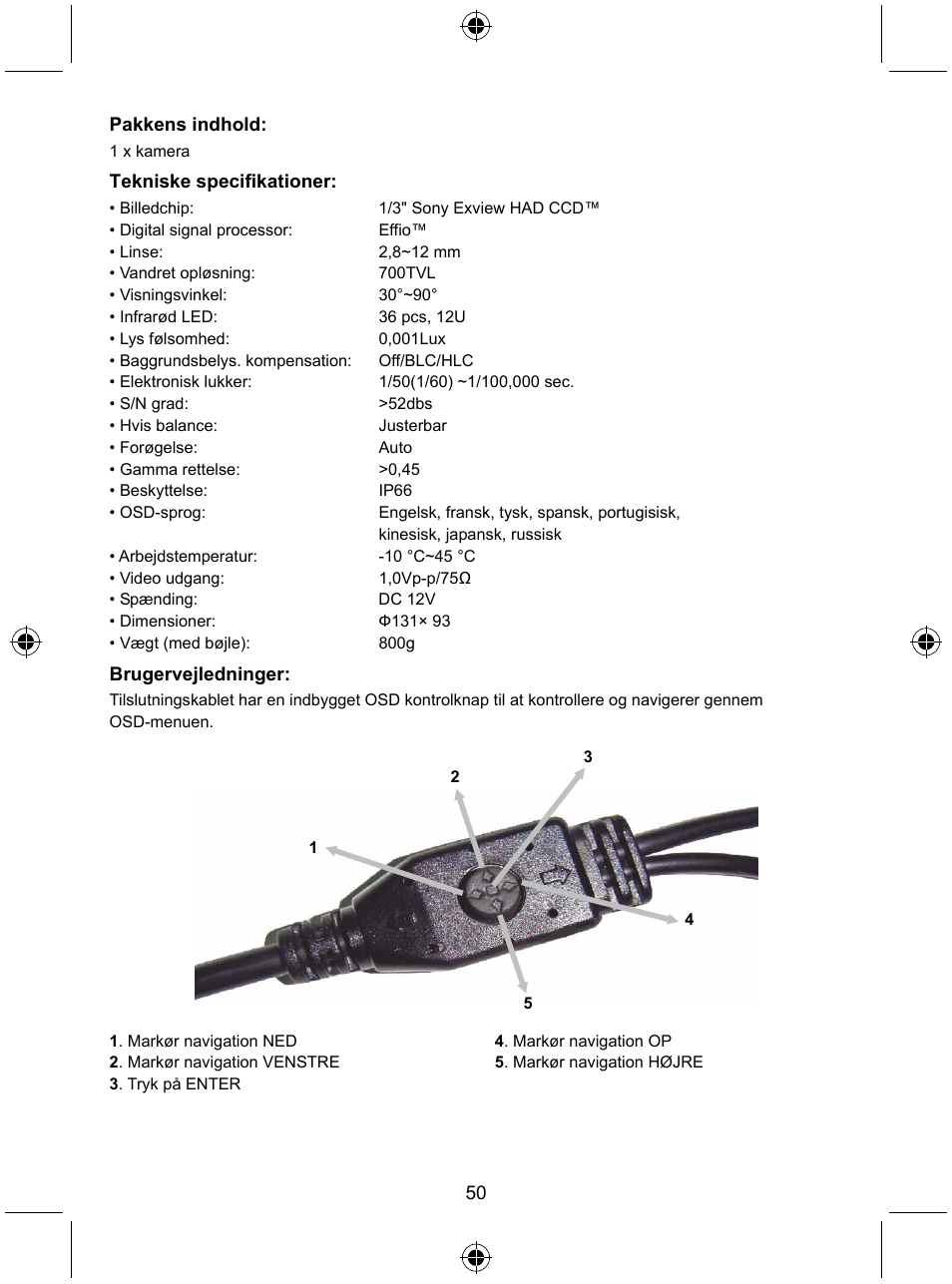 Konig Electronic Security camera with Sony Effio digital signal processor and varifocal lens User Manual | Page 50 / 64
