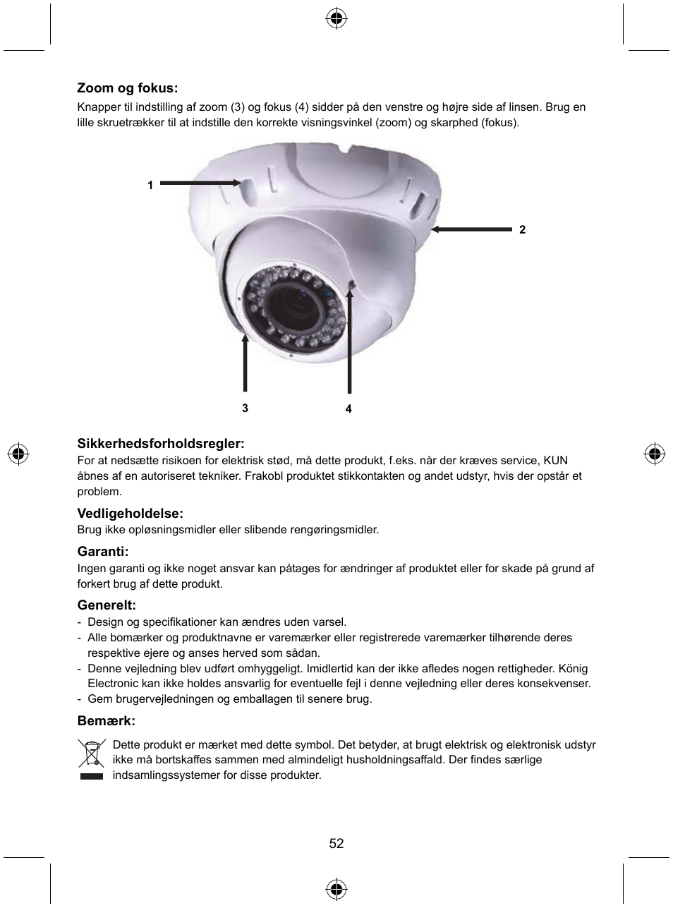 Konig Electronic Security camera with Sony Effio digital signal processor and varifocal lens User Manual | Page 52 / 64