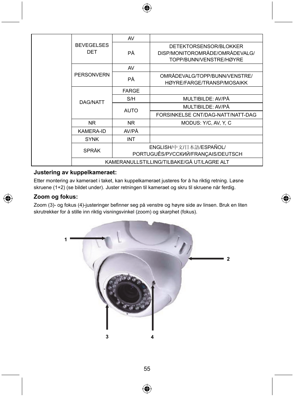 Konig Electronic Security camera with Sony Effio digital signal processor and varifocal lens User Manual | Page 55 / 64