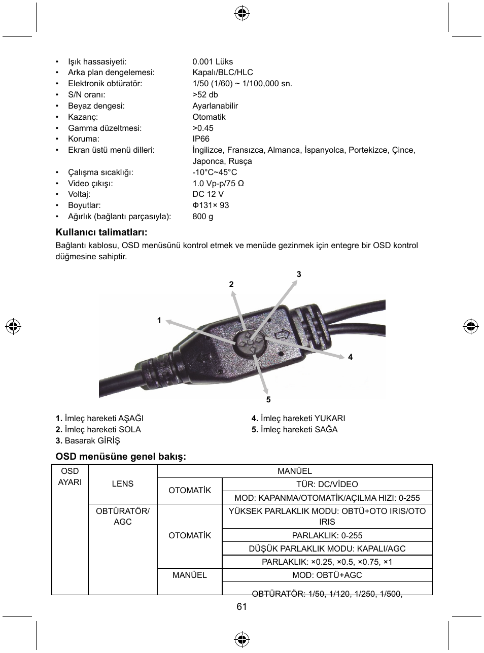 Konig Electronic Security camera with Sony Effio digital signal processor and varifocal lens User Manual | Page 61 / 64