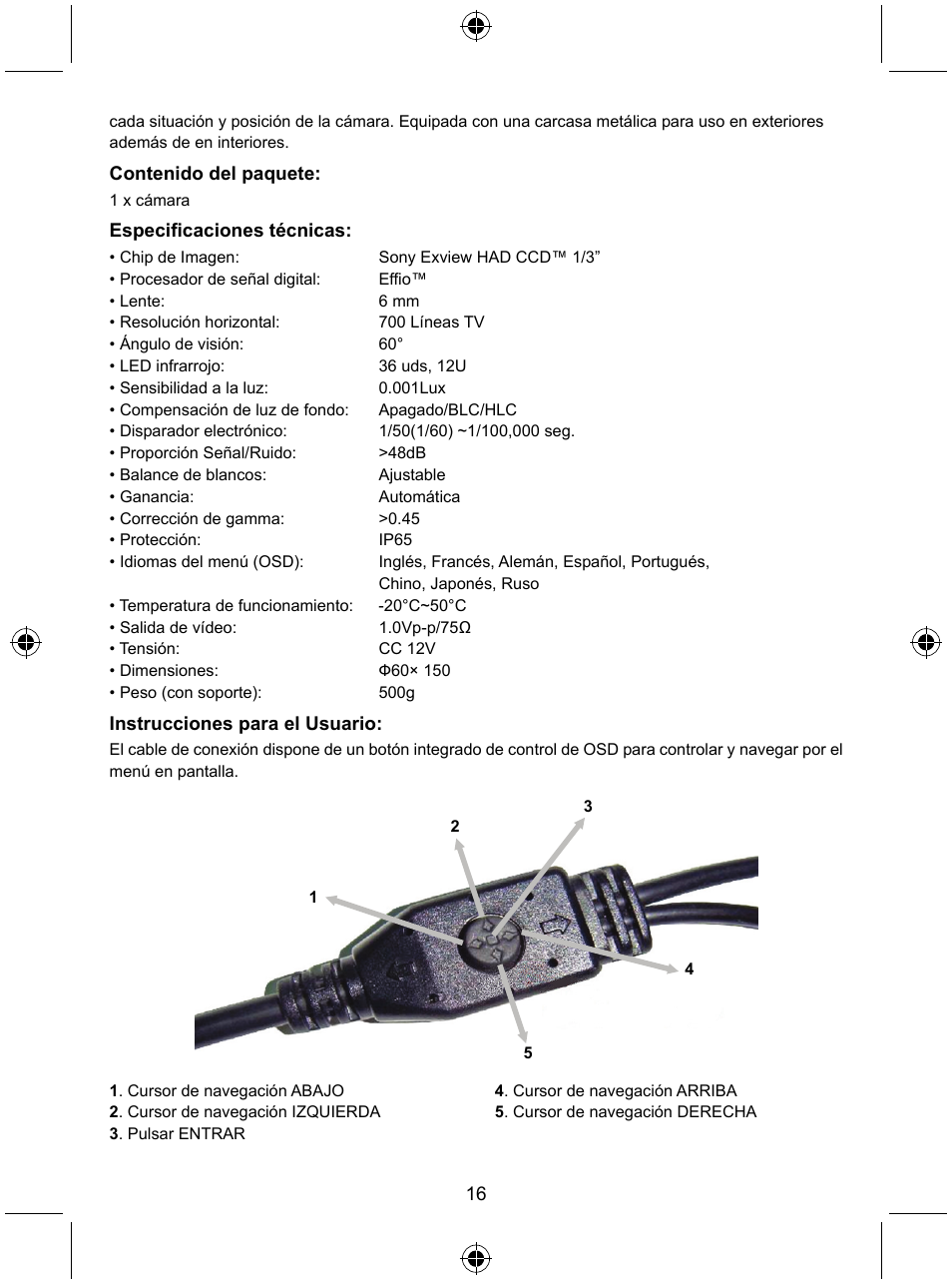 Konig Electronic Security camera with Sony Effio digital signal processor User Manual | Page 16 / 42