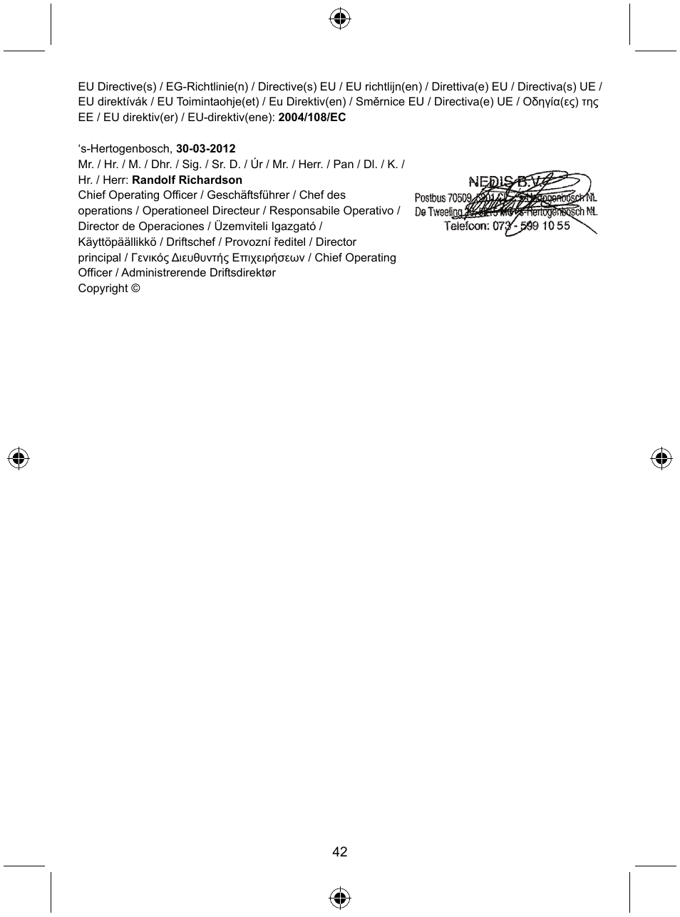 Konig Electronic Security camera with Sony Effio digital signal processor User Manual | Page 42 / 42