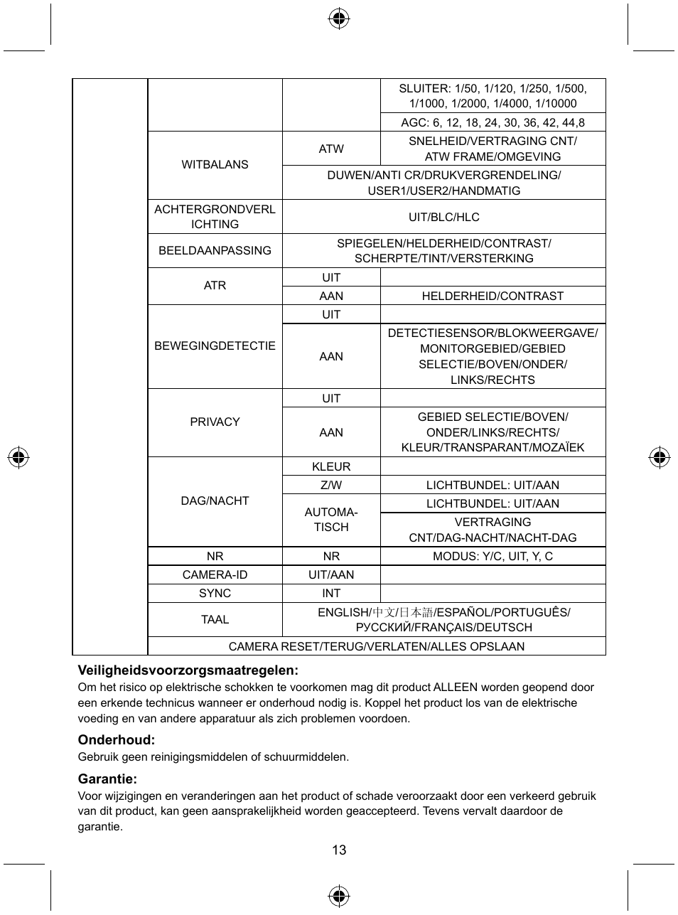 Konig Electronic Security camera with Sony Effio digital signal processor and varifocal lens User Manual | Page 13 / 54