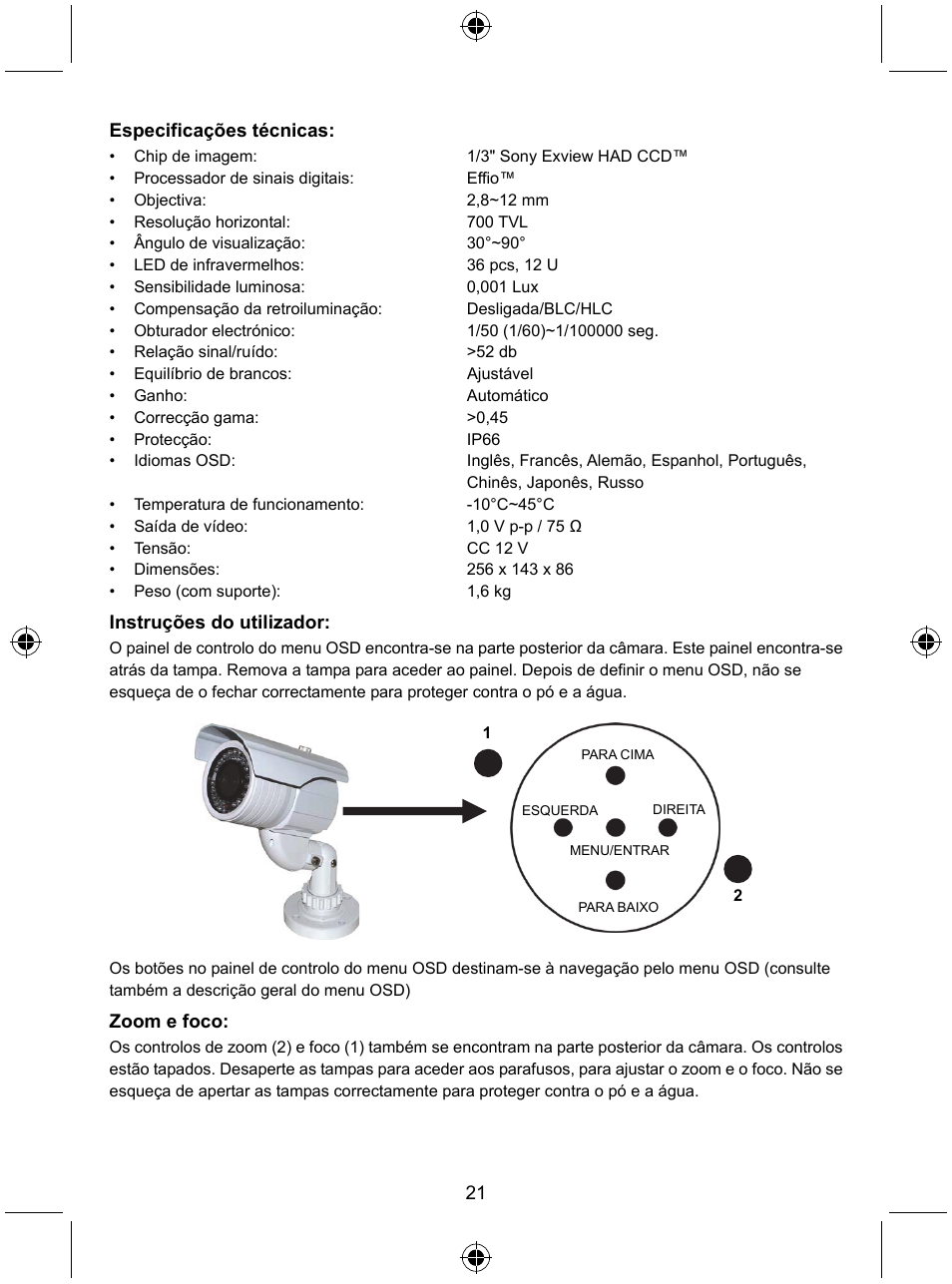 Konig Electronic Security camera with Sony Effio digital signal processor and varifocal lens User Manual | Page 21 / 54