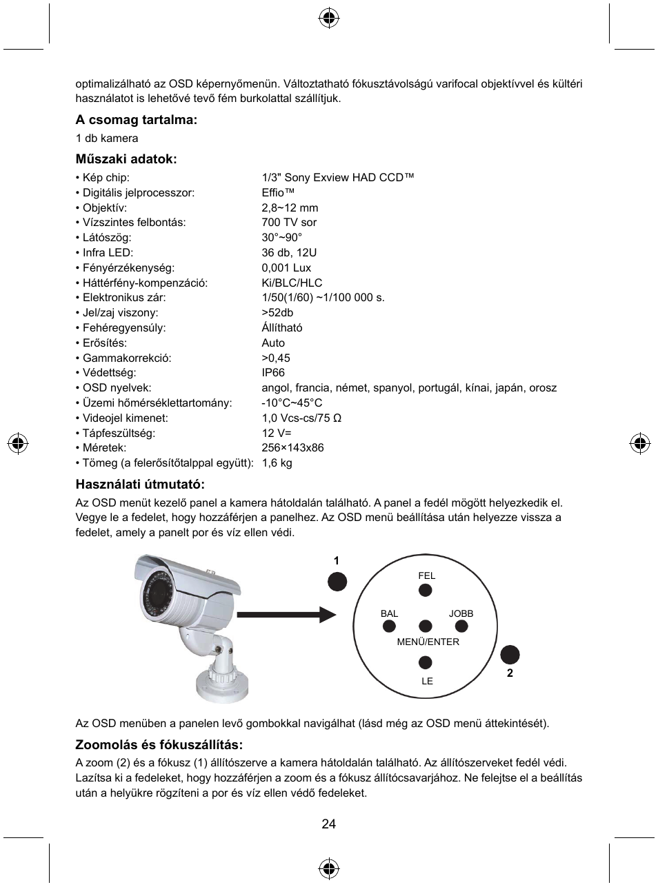 Konig Electronic Security camera with Sony Effio digital signal processor and varifocal lens User Manual | Page 24 / 54
