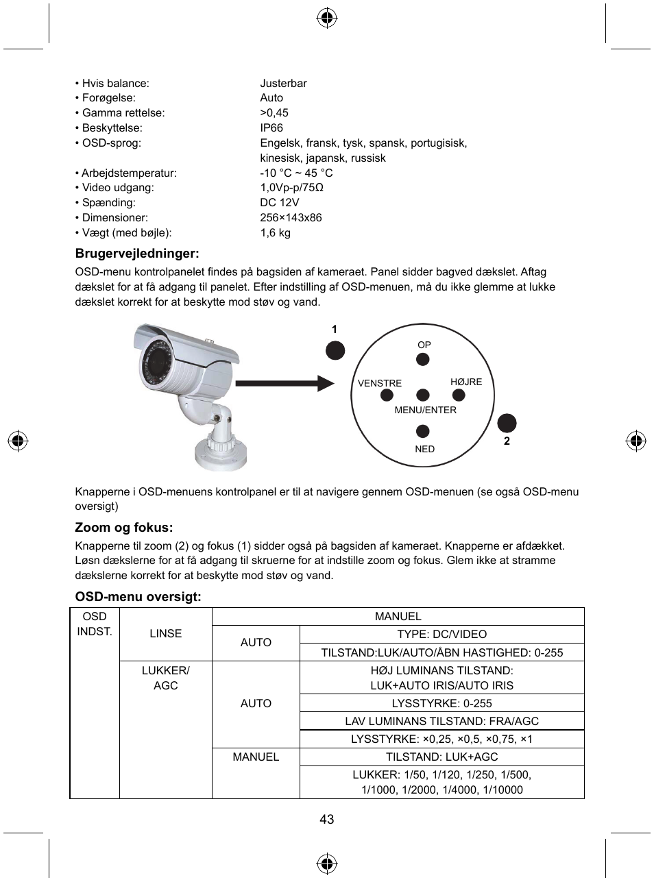 Konig Electronic Security camera with Sony Effio digital signal processor and varifocal lens User Manual | Page 43 / 54