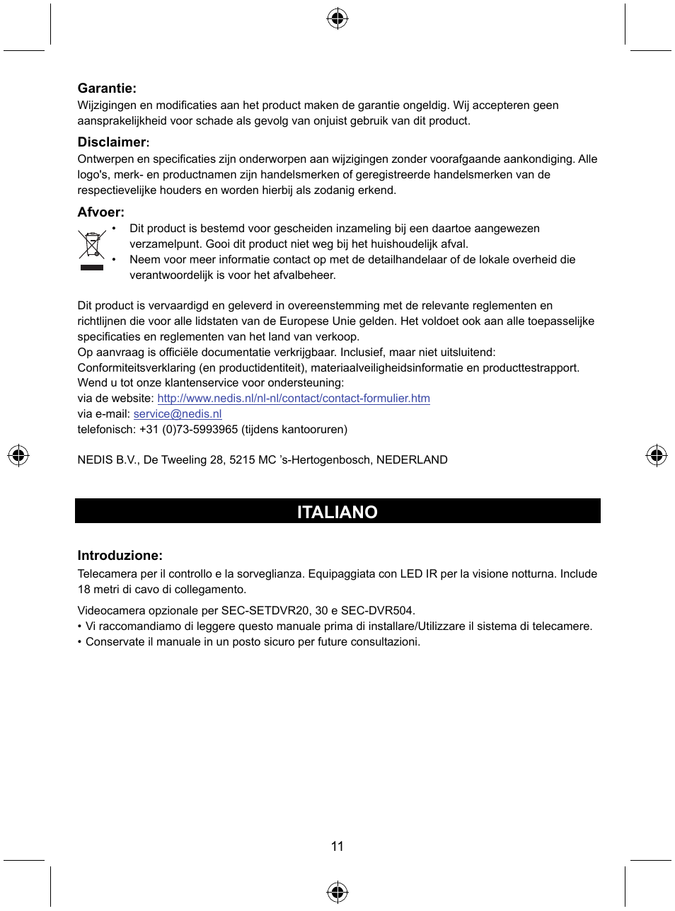 Italiano | Konig Electronic CCTV camera with IR led User Manual | Page 11 / 44