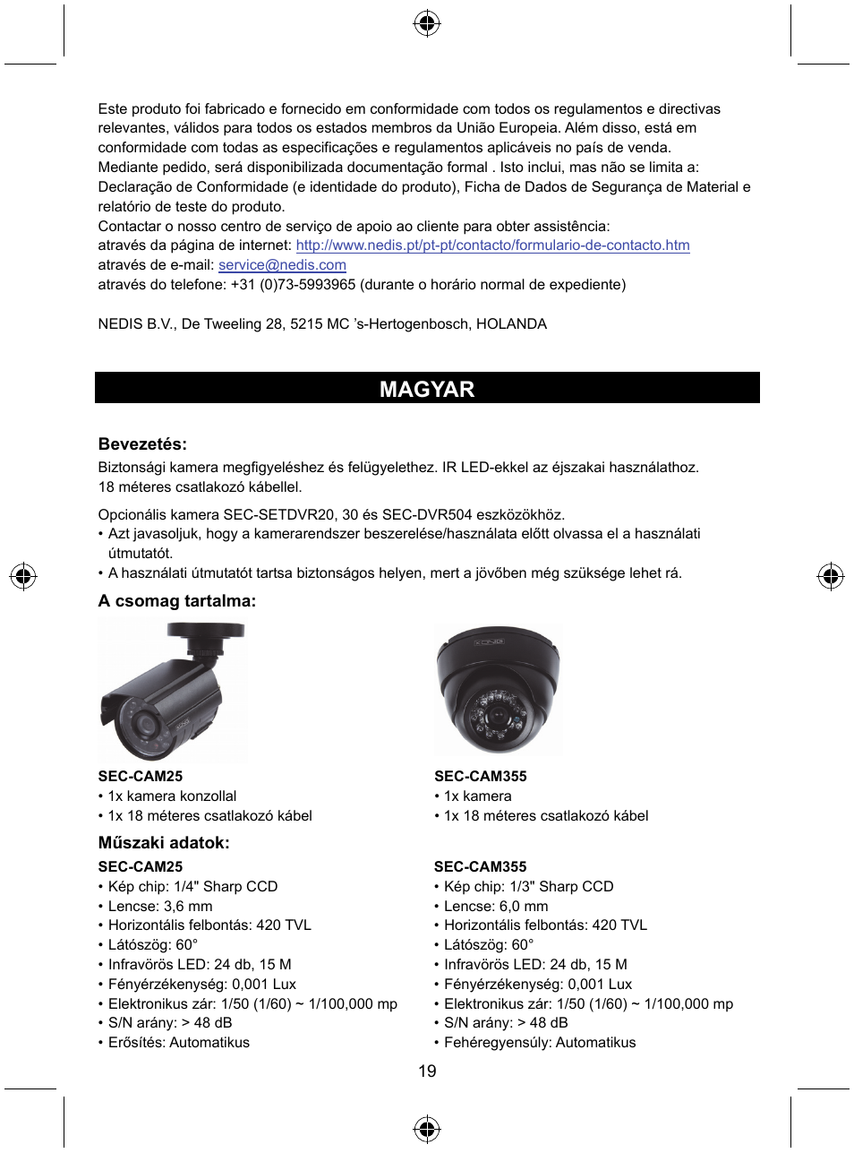 Magyar | Konig Electronic CCTV camera with IR led User Manual | Page 19 / 44