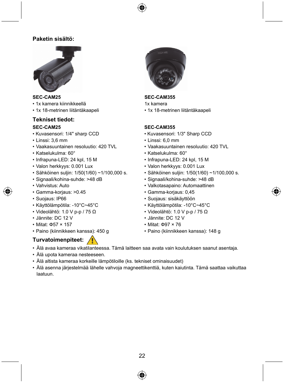 Konig Electronic CCTV camera with IR led User Manual | Page 22 / 44