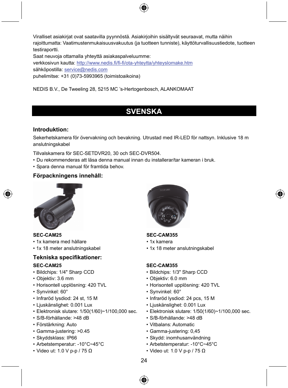 Svenska | Konig Electronic CCTV camera with IR led User Manual | Page 24 / 44