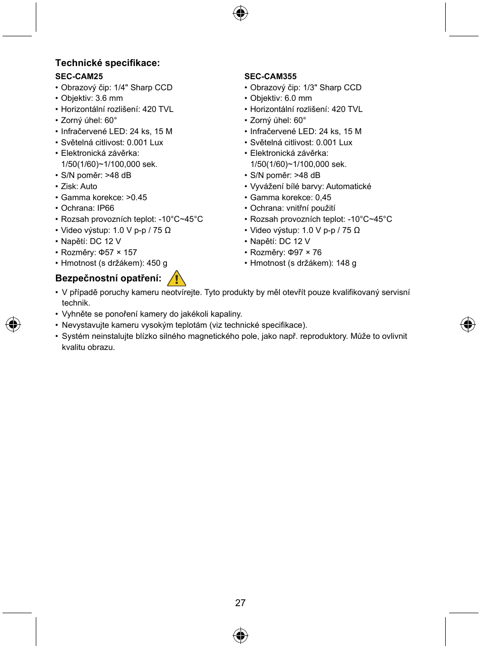 Konig Electronic CCTV camera with IR led User Manual | Page 27 / 44