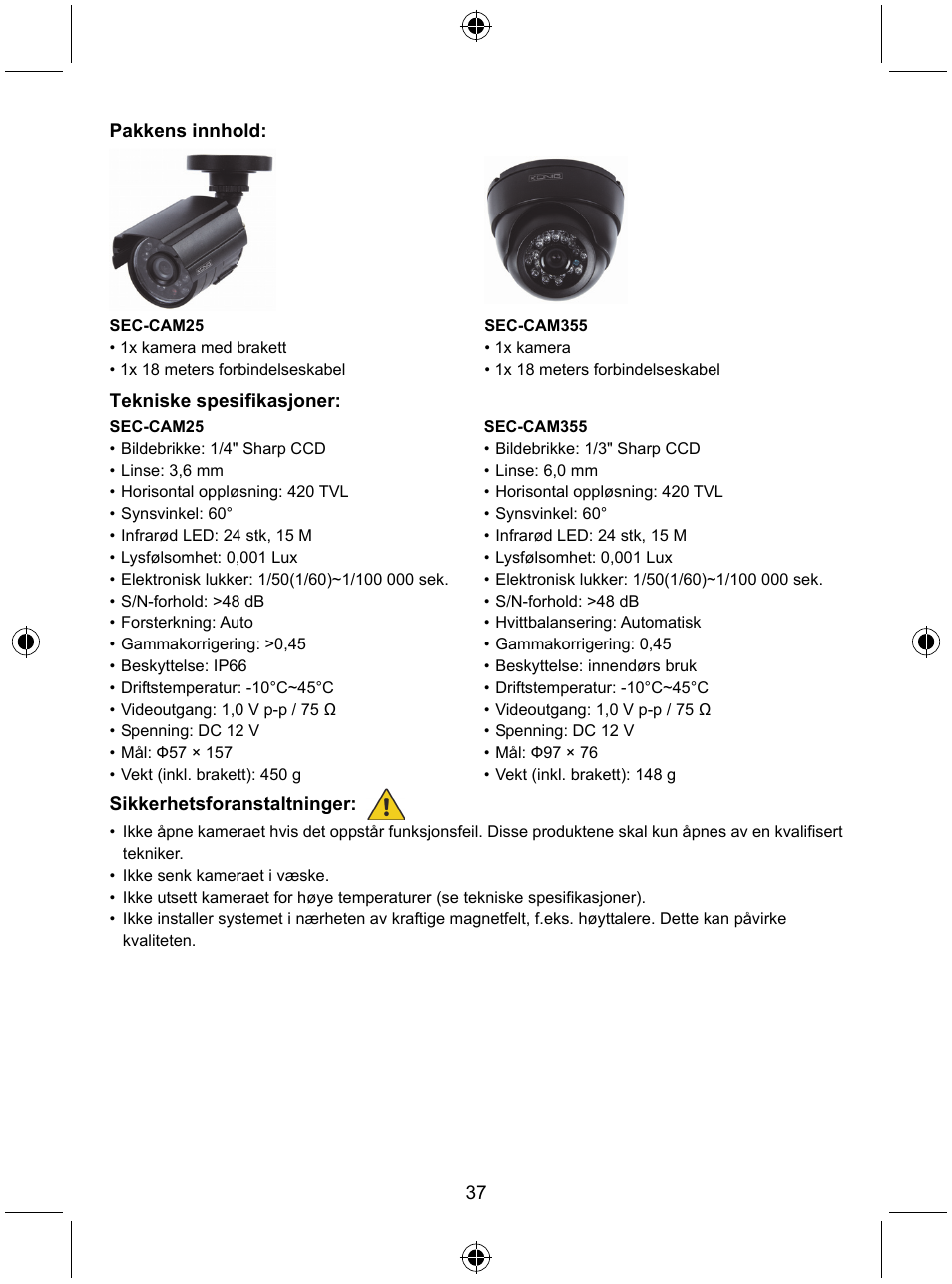 Konig Electronic CCTV camera with IR led User Manual | Page 37 / 44