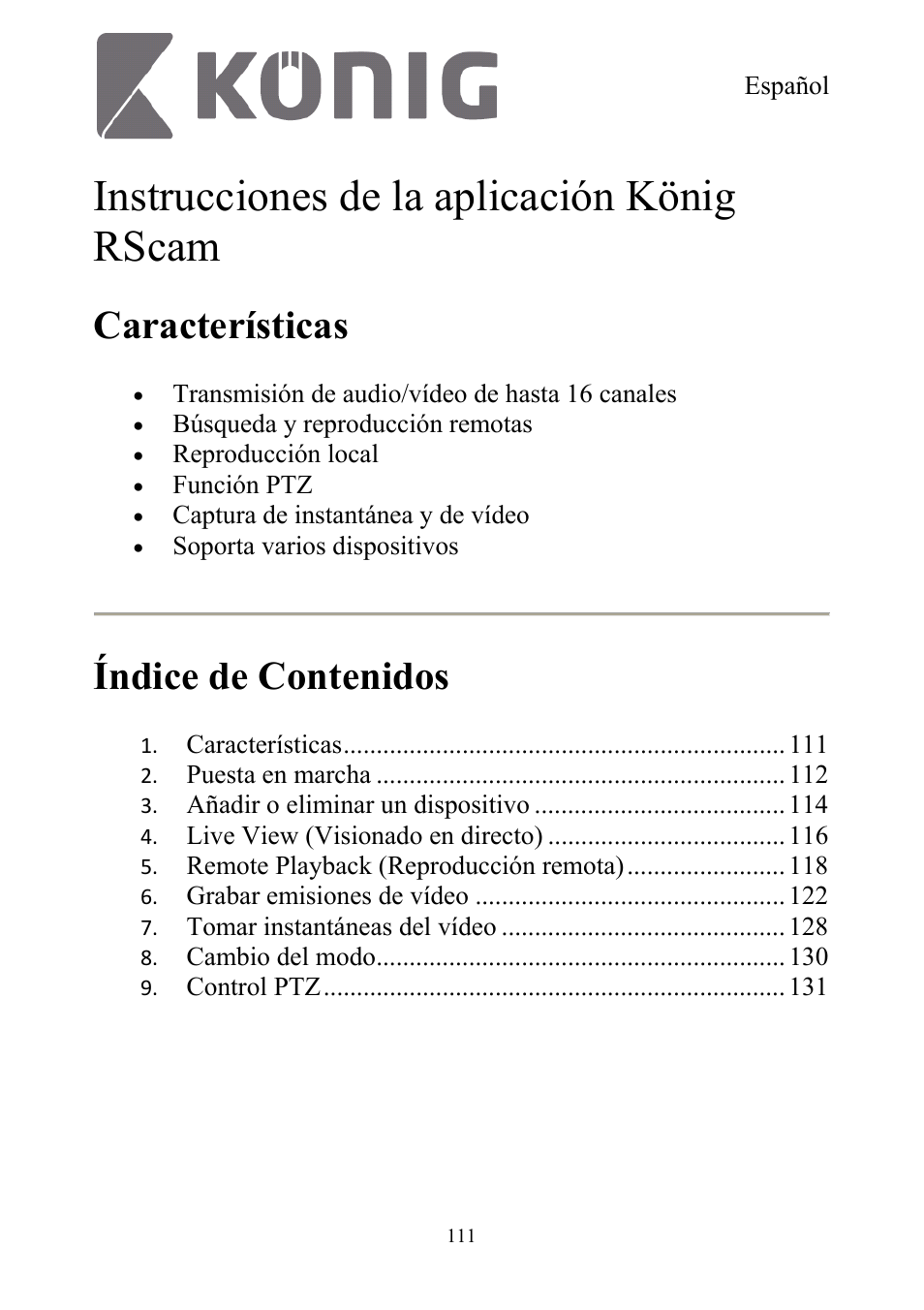 Konig Electronic Digital security video recorder equipped with built-in 500 GB hard disk User Manual | Page 111 / 550