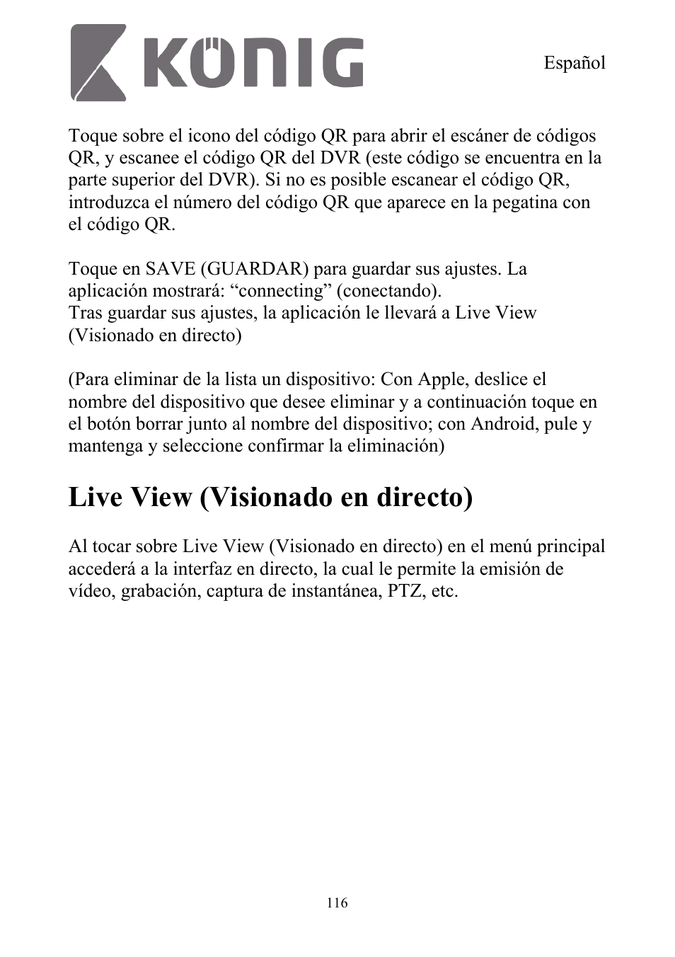 Live view (visionado en directo) | Konig Electronic Digital security video recorder equipped with built-in 500 GB hard disk User Manual | Page 116 / 550