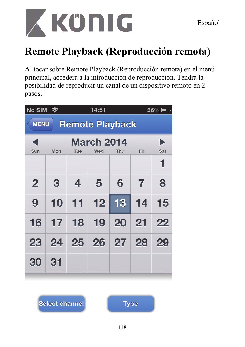 Remote playback (reproducción remota) | Konig Electronic Digital security video recorder equipped with built-in 500 GB hard disk User Manual | Page 118 / 550