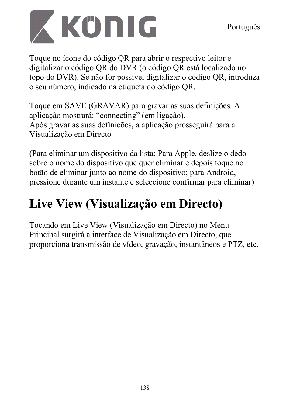 Live view (visualização em directo) | Konig Electronic Digital security video recorder equipped with built-in 500 GB hard disk User Manual | Page 138 / 550