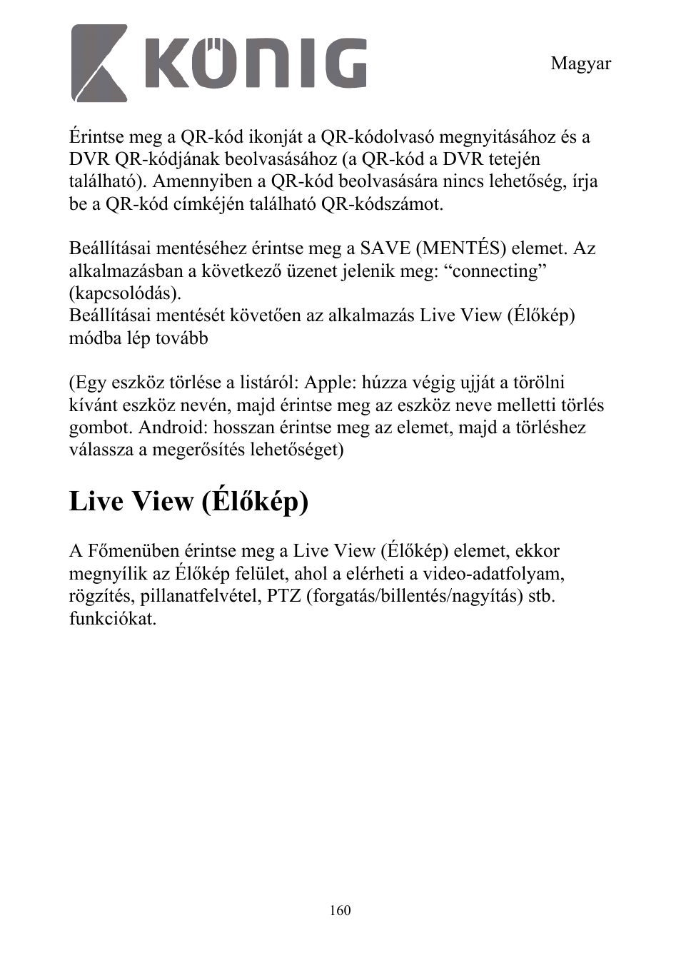 Live view (élőkép) | Konig Electronic Digital security video recorder equipped with built-in 500 GB hard disk User Manual | Page 160 / 550