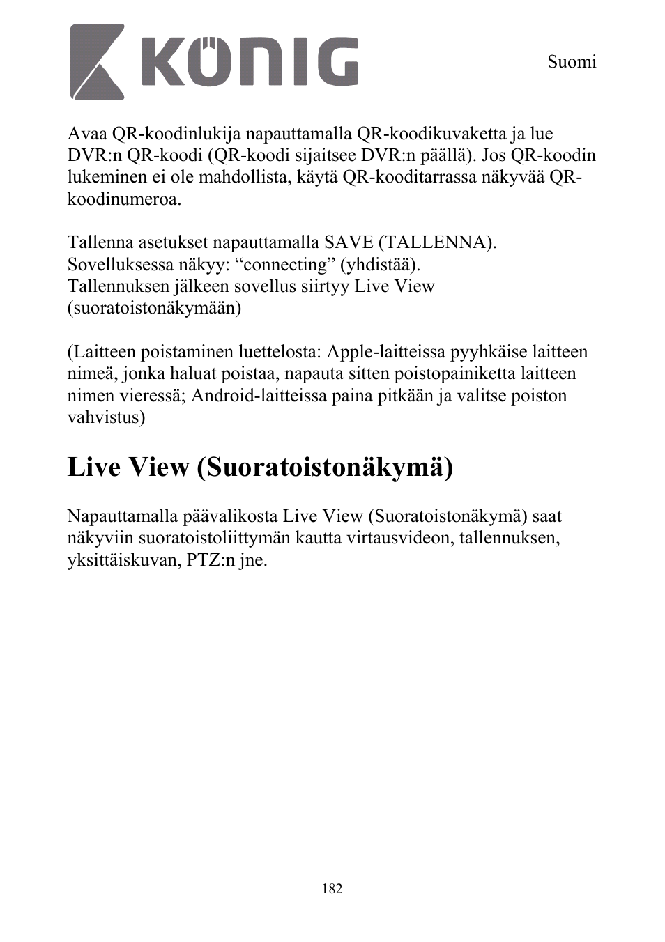 Live view (suoratoistonäkymä) | Konig Electronic Digital security video recorder equipped with built-in 500 GB hard disk User Manual | Page 182 / 550