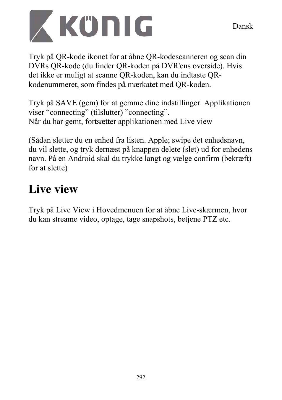 Live view | Konig Electronic Digital security video recorder equipped with built-in 500 GB hard disk User Manual | Page 292 / 550