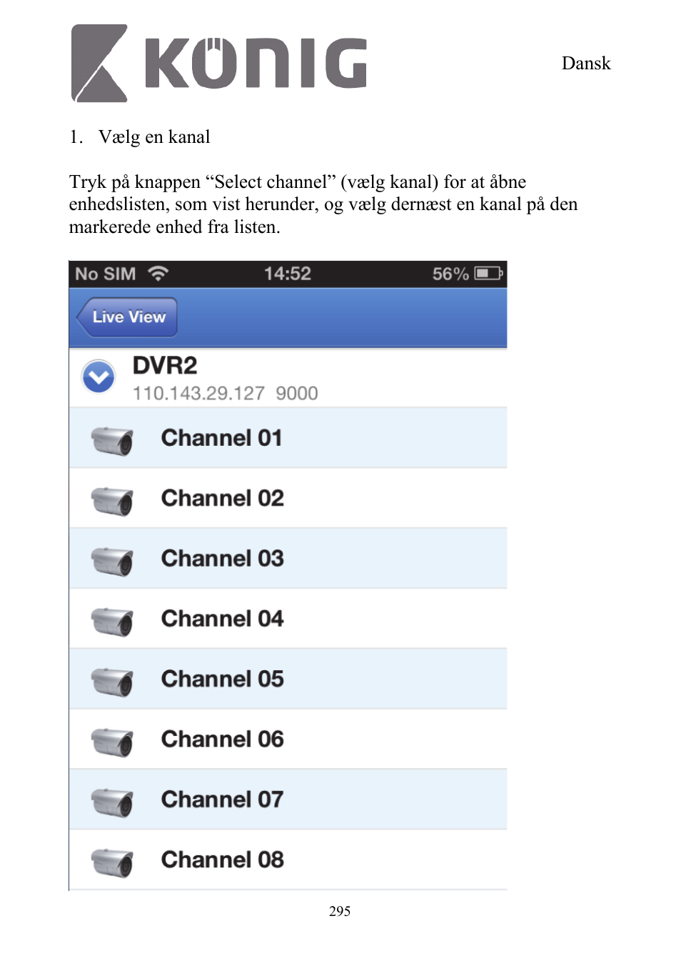 Konig Electronic Digital security video recorder equipped with built-in 500 GB hard disk User Manual | Page 295 / 550