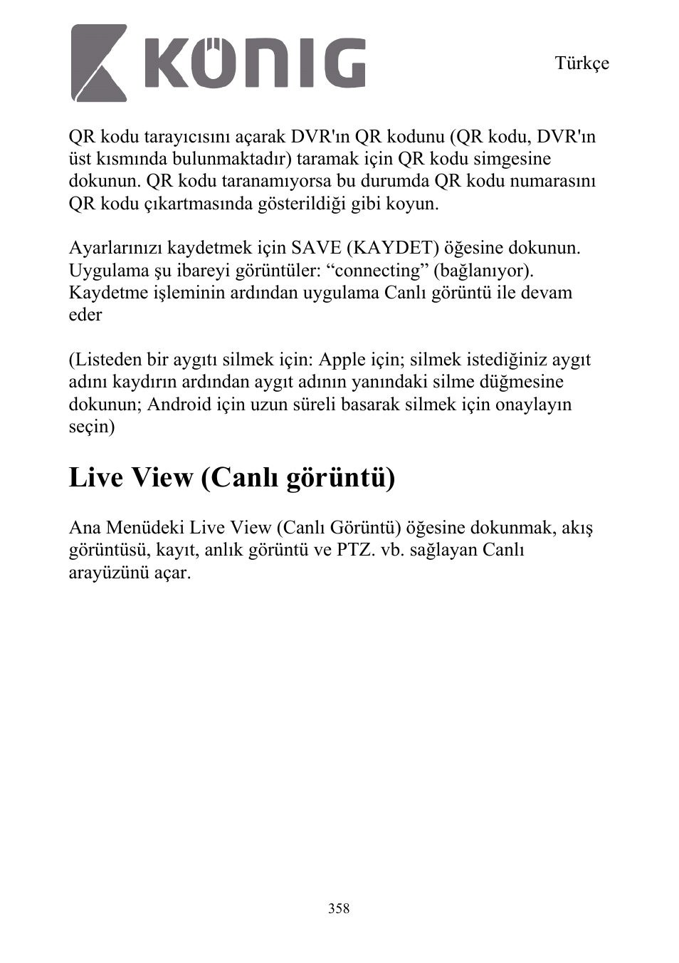 Live view (canlı görüntü) | Konig Electronic Digital security video recorder equipped with built-in 500 GB hard disk User Manual | Page 358 / 550