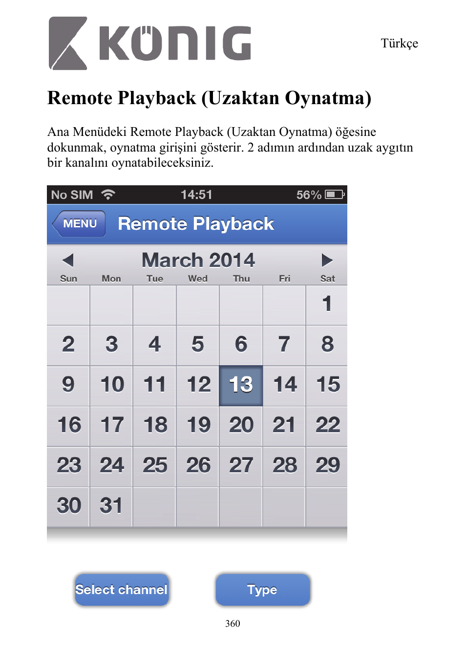 Remote playback (uzaktan oynatma) | Konig Electronic Digital security video recorder equipped with built-in 500 GB hard disk User Manual | Page 360 / 550