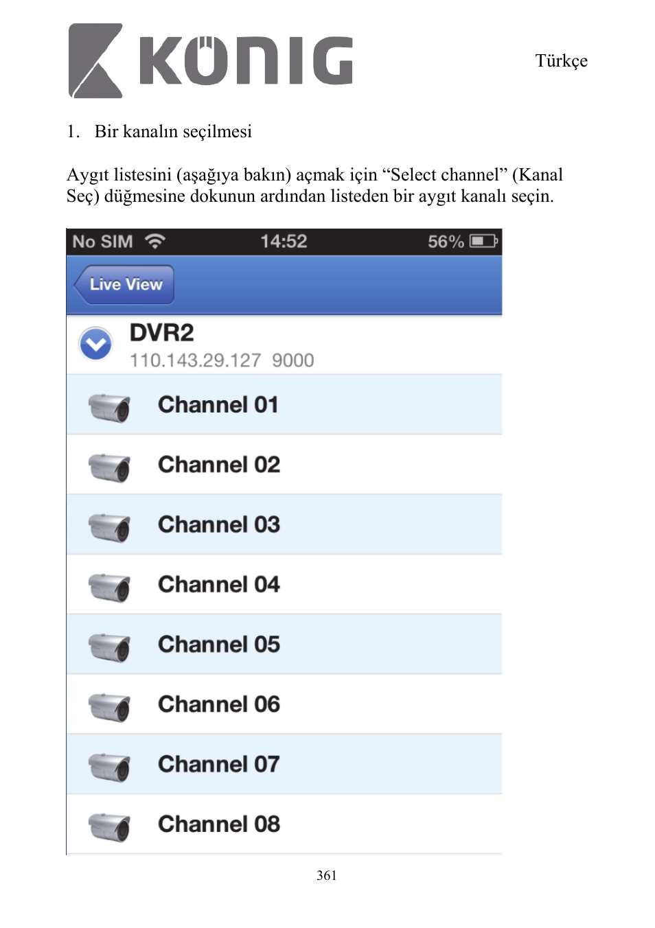 Konig Electronic Digital security video recorder equipped with built-in 500 GB hard disk User Manual | Page 361 / 550