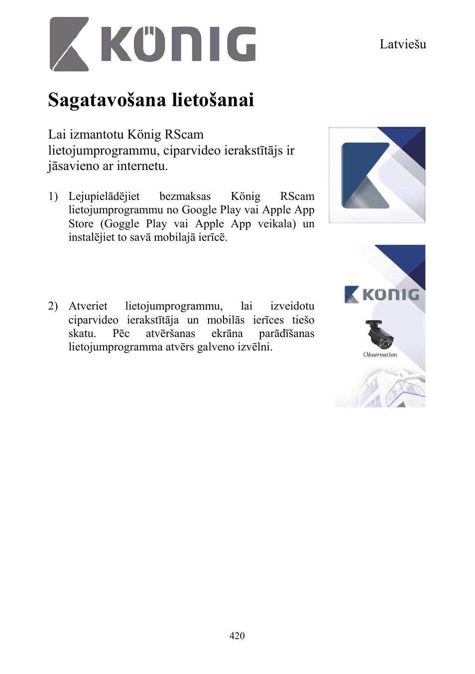 Sagatavošana lietošanai | Konig Electronic Digital security video recorder equipped with built-in 500 GB hard disk User Manual | Page 420 / 550
